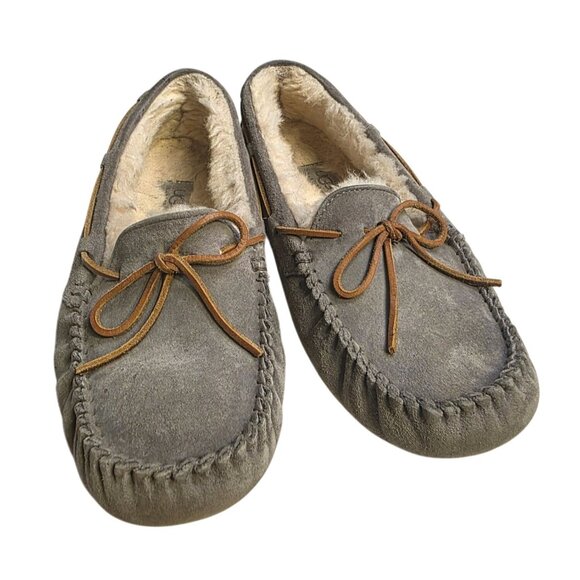 UGGS Grey Leather Moccasin Women's Size 10 - Picture 2 of 10